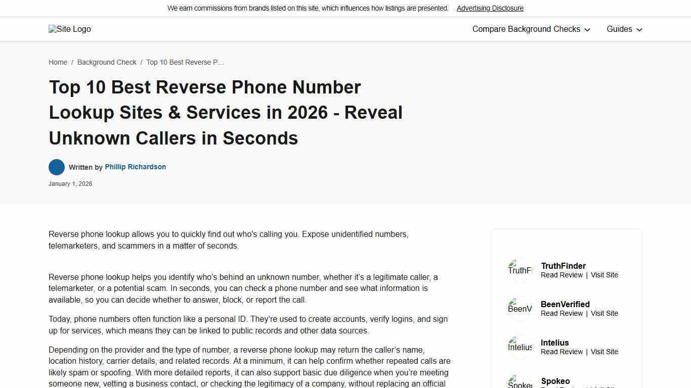 Top 10 Best Reverse Phone Number Lookup Sites 2026: Free/Paid
